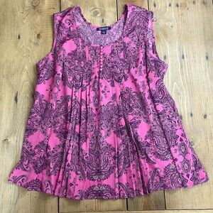 Roaman's Pink Paisley Tank Top Swing‎ Cute
